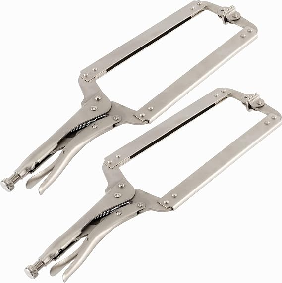 2PCS 18 Inches C-clamp Locking Pliers with Swivel Pads, Locking Clamp Pliers, Welding Clamps for Wood Working and Welding