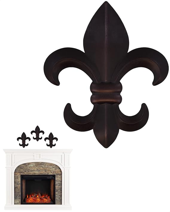 Fleur De Lis Wall Decor - Black Fleur De Lis Wall Decor Living Room Decor Aesthetic - Fleur De Lis Metal Flowers Wall Decor for Vintage Room Decor Office Decor Bathroom Decor French Kitchen Wall Decor