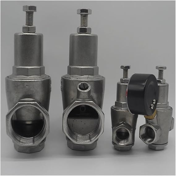 1pcs 304 Stainless Steel Water Pressure reducing Valve with pressue Gauge DN15-DN50 Water Pressure Regulator/Reducing/Relief Valves(DN25,with Pressure Gauge)