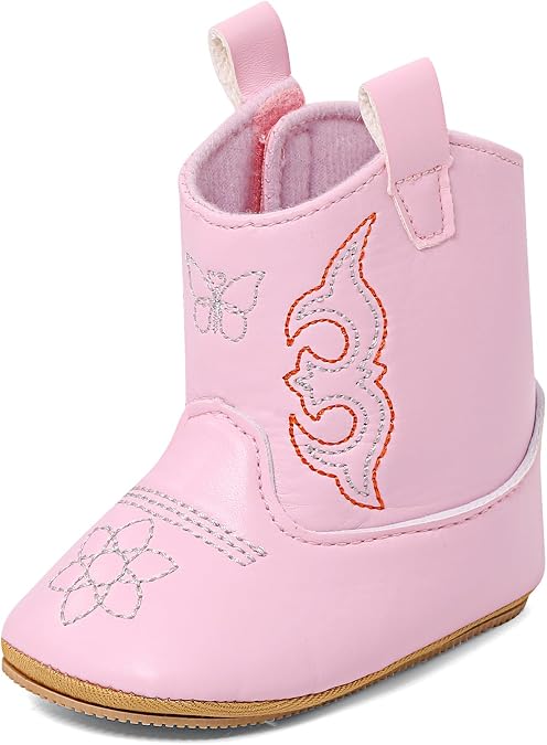 MK MATT KEELY Baby Boys Girls Cowboy Boots Infant Western Boots Toddler Soft Sole Non-Slip Round Toe Bootie Newborn First Walker Crib Shoes