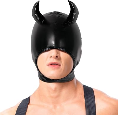 Devil Demon Horns Latex Hood Mask Halloween Costume Accessory for Carnival Nightclub Halloween Masquerade Role Play