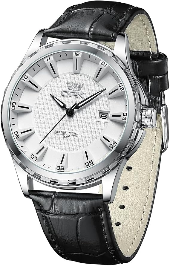 OPK Wristwatch, Men's, Quartz, Simple, Popular, Fashionable, Stainless Steel, Waterproof, Classic, Date, Luminous, High School Student, Company, Gift White