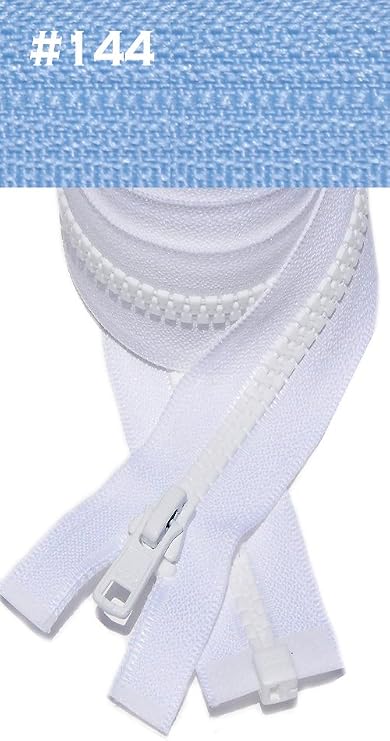 YKK Vislon Zipper, 5 Molded Plastic Separating Bottom - Medium Weight (Select Color and Length) (144 Capri Blue, Length 27 inches)