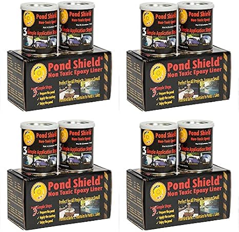 Pond Shield Pond Armor SKU-BLACK-QT4P Black 1.5 Quart kit 4 Pack Non-Toxic epoxy Coating