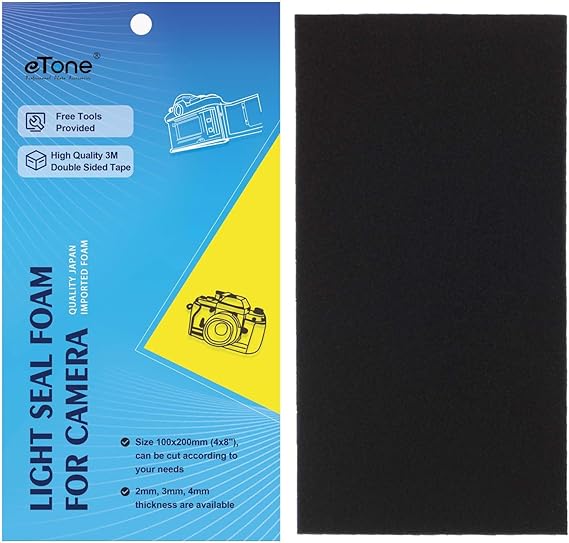 eTone Light Leak Proof Sponge 3mm High Density Foam Film Camera Replacement Light Seal Foam with Tongs for 120 135 Film Camera Large Format Camera Film Camera Accessories