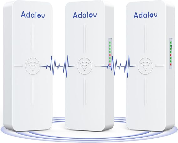 AdaLov CPE881 3 Pack Wireless Bridges, Point to Point Gigabit WiFi Bridge with 2 1Gbs LAN Ports, 5km Long Range Outdoor CPE for Network Extend of Shop, Barn, Garage