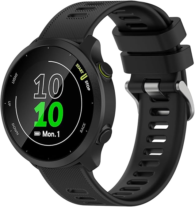 Nacorulu Compatible with Garmin Forerunner 55 Watch Band, 20mm Silicone Replacement Bands for Garmin Vivoactive 3 / Vivoactive 5 / Forerunner 245 / Forerunner 645 Smartwatch.