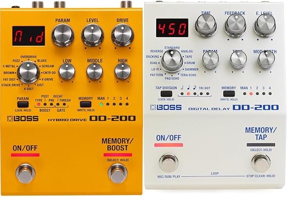 Boss OD-200 Hybrid Drive & DD-200 Digital Delay Guitar Pedals Bundle