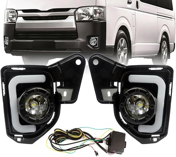 1 Pair Car LED U-Shaped Light Guide Daytime Running Fog Lights Kits Replacement For Toyota Hiace 2014 2015 2016 DRL LED Fog Light Lamp