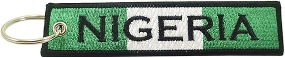 Nigeria Flag Key Chain, 100% Embroidered