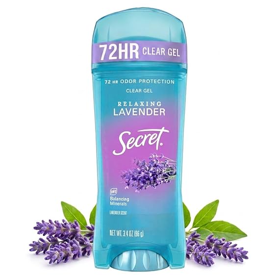 Secret Fresh Antiperspirant Deodorant for Women, 72hr Breathable Sweat & Odor Protection, Instant Freshness & Gentle, PH Balancing Minerals, Clear Gel, Relaxing Lavender Scent, 3.4 oz