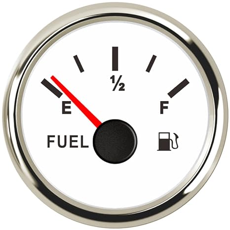 ARTILAURA 0-90 ohm Fuel Gauge 2 inch Boat Fuel Level Gauge (White)