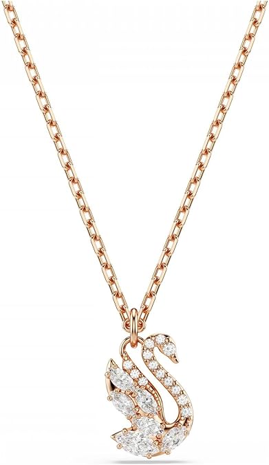 Swan pendant, Mixed cuts, Swan, White, Rose gold-tSwarovski One plated