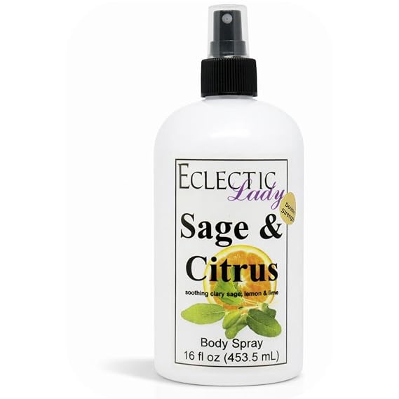 Eclectic Lady Sage And Citrus Body Spray, Double Strength, 16 ounces, Body Mist