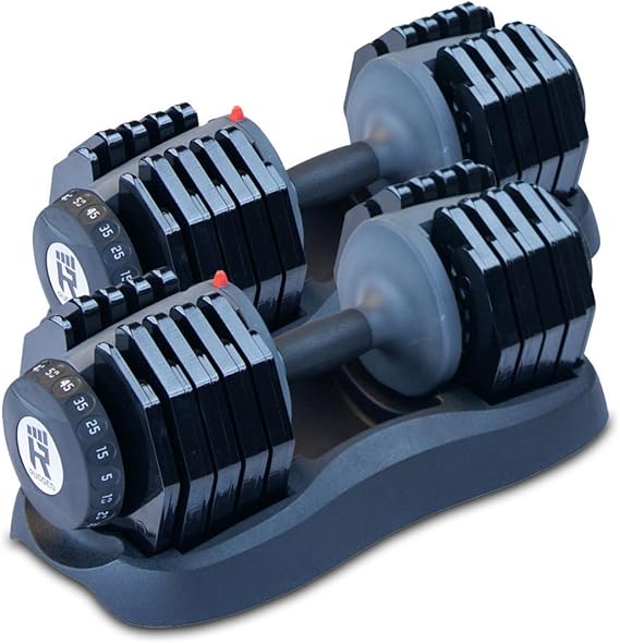 Body-Solid Rugged Adjustable Dumbbell Set, 5 lb. to 50 lb.