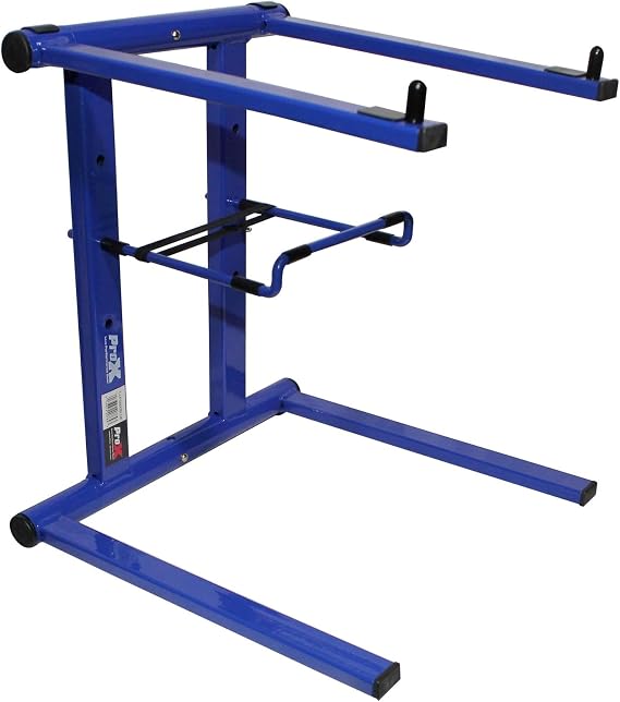 Prox T-LPS600BLUE Foldable and Portable DJ Laptop Stand W/Adjustable Shelf Blue