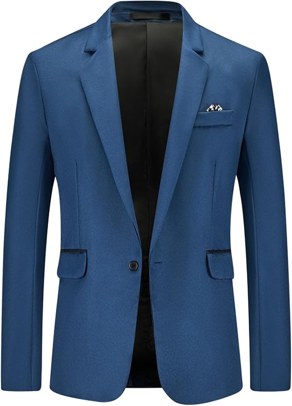 Zeiyignr Suit Jacket for Mens One Button Blazer Notched Lapel Casual Business Coat Tops Prom Party Wedding Dinner Tuxedo