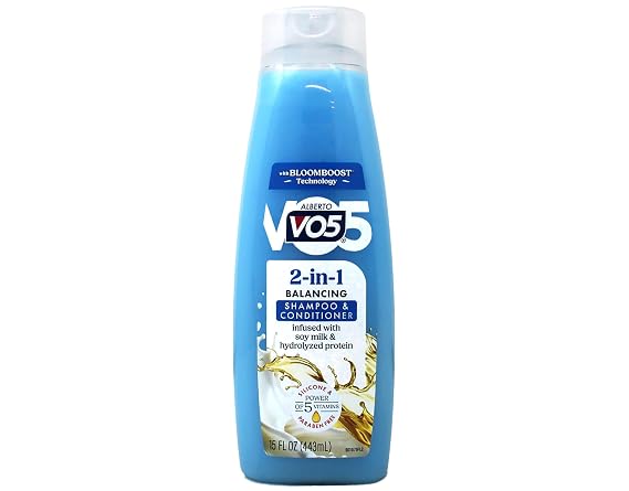 Alberto VO5 2 in 1 Shampoo & Conditioner for Unisex 15 oz Deeply Nourishing | Infused with soy milk and protein, Silicone and paraben free