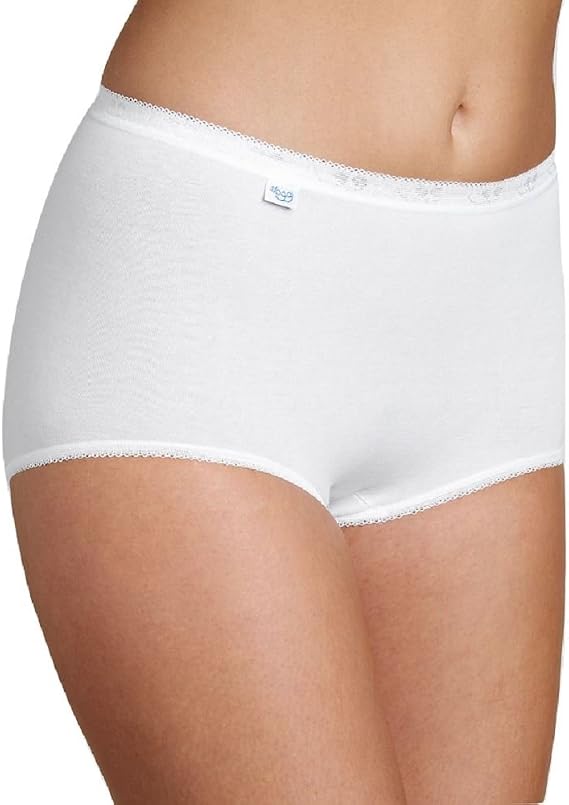 Sloggi Womens 4 Pack Zero Feel High Waisted Cheeky Cotton Underwear or Panties for Ladies Basic Maxi Briefs White
