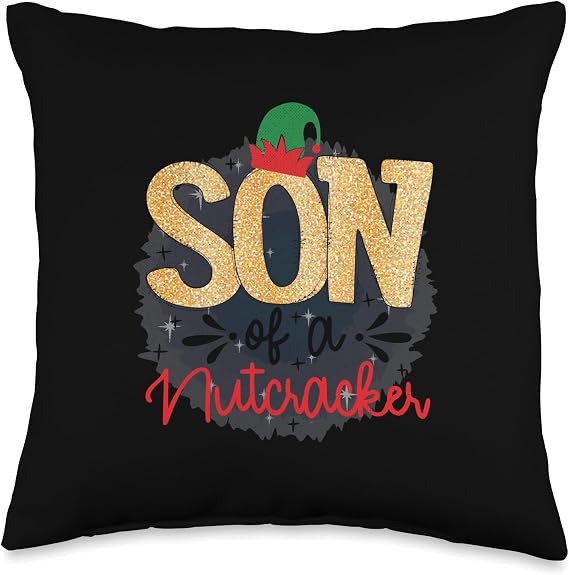 Christmas Chuckles Son of a Nutcracker Funny Holiday Christmas Throw Pillow, 16x16, Multicolor