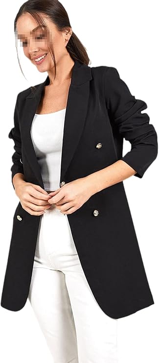 Women Double-Breasted Buttons Office Long Sleeve Blazers