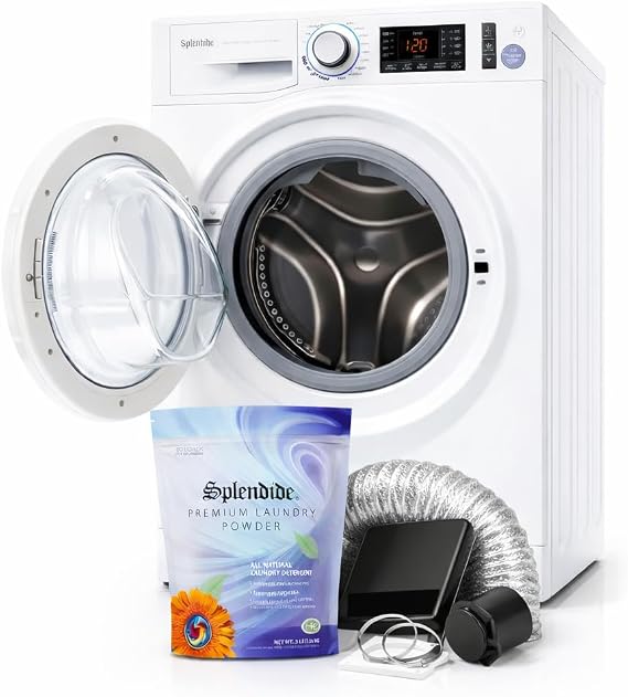 Splendide Washer Dryer Combo for RV Vented 15lb All-in-One Compact Unit with Complete Vent Kit & Detergent WDV2200XCD for Marine, Boat, Apartment & Tiny Home