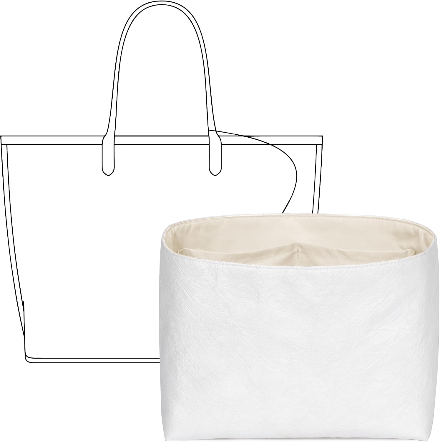 Tote Bag Organizer Insert for GOYARD Anjou Mini Handbag Custom Fit Premium Clay Lightweight Waterproof Wallet Insert with Cup Holder Accessories