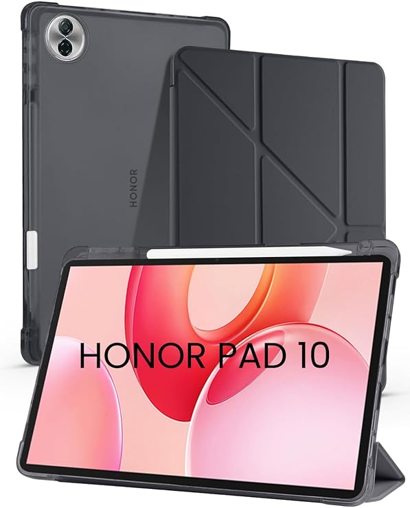 CONSTRAIN - Honor Pad 10 12.1 inç ile Uyumlu Standlı Kalem Bölmeli Uyku Modlu Akıllı Tablet Kılıf Kapak - Siyah