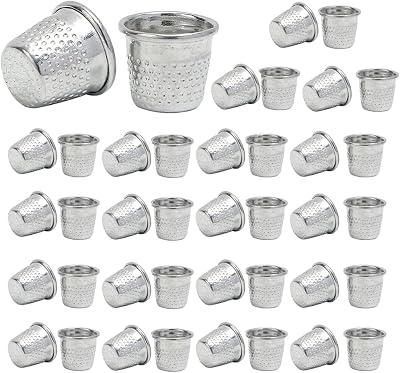 40Pcs Sewing Thimbles, Metal Sewing Quilting Thimbles, Silver Finger Protector for DIY Craft
