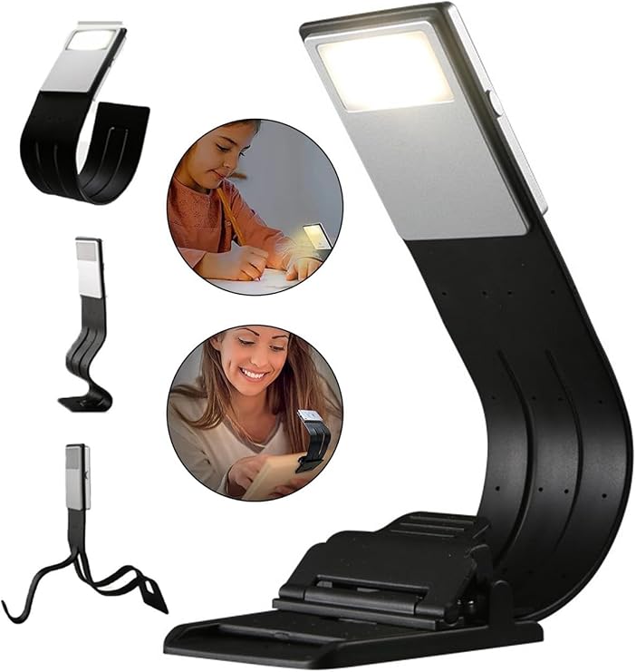Neo Vista Şarjlı Kitap Okuma Lambası, LED Masa Lambası, 3 Renkli Kademeli Dimmer, Mandallı Kitap Işığı [Enerji Sınıfı A]