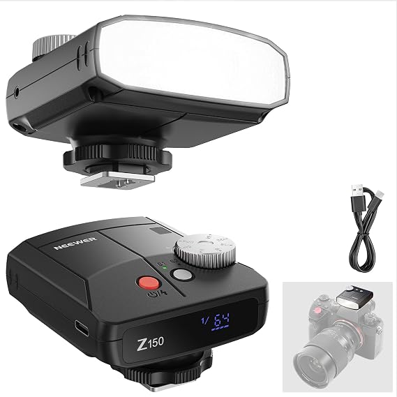 NEEWER Z150 Mini Camera Flash Speedlite, 20Ws GN15 1200mAh/640 Flashes/3.1s Recycle, Manual 1/64-1/1 Power, Compatible with Canon Nikon Sony Fuji with Universal Single Contact Hot Shoe Mount, No TTL