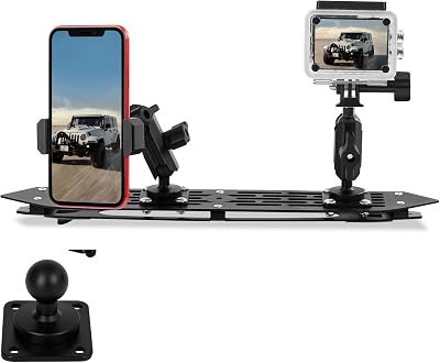 Metal 4-Hole AMPS Base Mount with 20mm 0.787 Ball and Multi-Device Dash Platform Mount