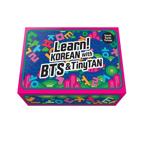 Learn! Korean with BTS (New Cover) & TinyTAN with MotiPen 2 Complete Sets Bundle, Official BTS Merch, Army Gift, K-Pop Korean Study Kit & Collectible