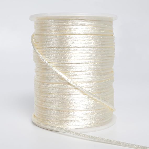 LUSTEMBER 2 mm x 330 Feet Satin Nylon Cord, Silky Smooth Nylon String for Jewelry Making Bracelet Necklaces Beading Thread Rattail Macrame Kumihimo Chinese Knot Craft