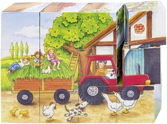 Goki Cube Seasons On The Farm Puzzle (12 Piece)