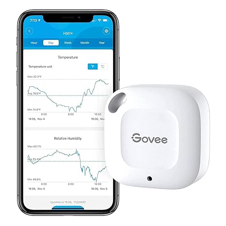 Govee Smart Bluetooth Thermometer Hygrometer H5074, Mini Humidity Sensor