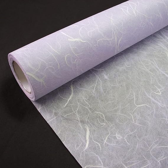 Korean Traditional Mulberry Paper, Colored Hanji Paper Roll, Natural Fiber Texture, Unyong (Lavender, 10.4" x 787.4")