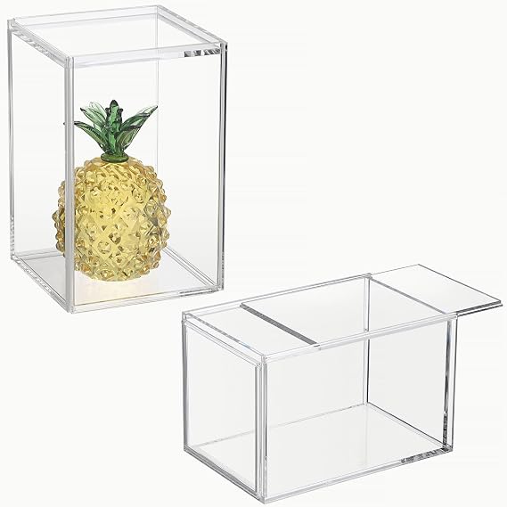 JUXYES 2 Pack Small Clear Collectibles Display Case for Mini Action Figures