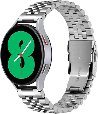 YISIWERA Compatible for for Samsung Galaxy Watch 654 47mm 42mm 46mm ,Galaxy Watch 654 Band 40mm 44mm Stainless Steel Metal Watch Strap for Samsung Watch 654 Bands Black and Silver Replacement Bracelet