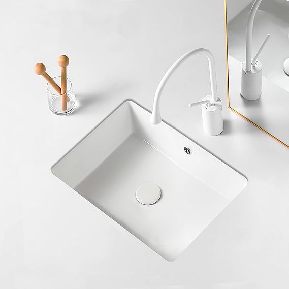 16.54x12.87 White Ceramic Undermount Rectangular Bathroom Sink