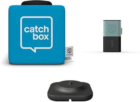 Catchbox Plus Throwable Microphone System with 1 Blue Cube, 1 Teal Clip, and 1 Dock