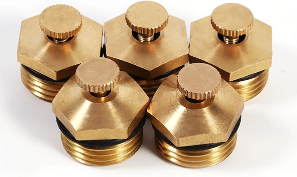 5Pcs Misting Nozzles, Brass Adjustable Centrifugal Atomizing Nozzle 1/2 Inch Water Atomizing Spray Nozzle Mist Sprinkler, Micro Jet Agricultural Sprayer for Lawn Garden Irrigation