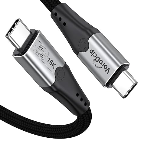 USB 4 for Thunderbolt 5 Cable 3.3Ft, 80Gbps data sync & 240W charging & 8K