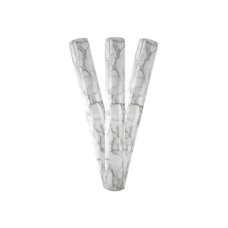 Adhesive Craft Vinyl Roll | Marble, Bamboo, Wood Grain | Various Sizes & Designs (White/Gray Marble 3 Pack)