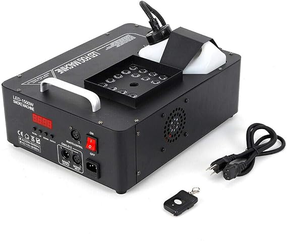 Stage Effect Smoke Machine, 24 LEDs RGB 1500W Air Column Smoke Fog Machine 3in1 Vertical Spray Stage Light Fogger for Stage Show Club Party DJ Concert Wedding