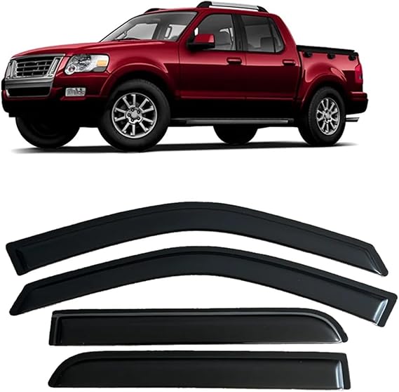 Window Visor Compatible with Explorer Sport TRAC 2007-2011 Rain Guard Side Vent Deflector Weathershield Outside-Mount Tape On