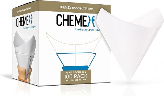 Chemex Kağıt filtre FS-100, kare filtre, 6, 8 ve 10 fincan sürahisi, 100 adet
