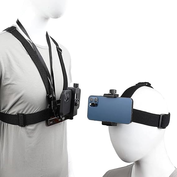 Chest Harness for GoPro Accessories Smartphone Chest Mount Quick Release with Smartphone Holder Action Camera Chest Backpack Head Strap Mount Bundle Adjustable POV Video Shooting Hero 9 8 7