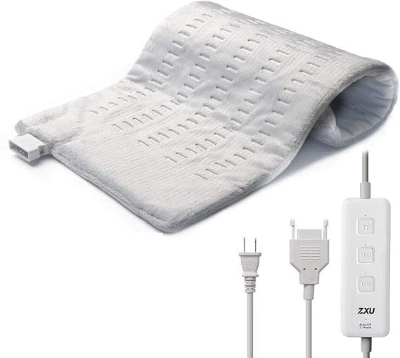 ZXU Heating Pad for Back Pain and Cramps Relief, 12 x 24 Ultra Soft Hot Heated Pad with3 Heat Setting, Moist Heat and Auto Shut-Off for Neck, Shoulder, Leg, Machine Washable