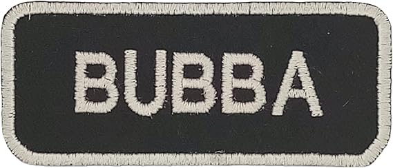 Bubba White on Black Iron On Sew On Small Patch for Jacket Vest
